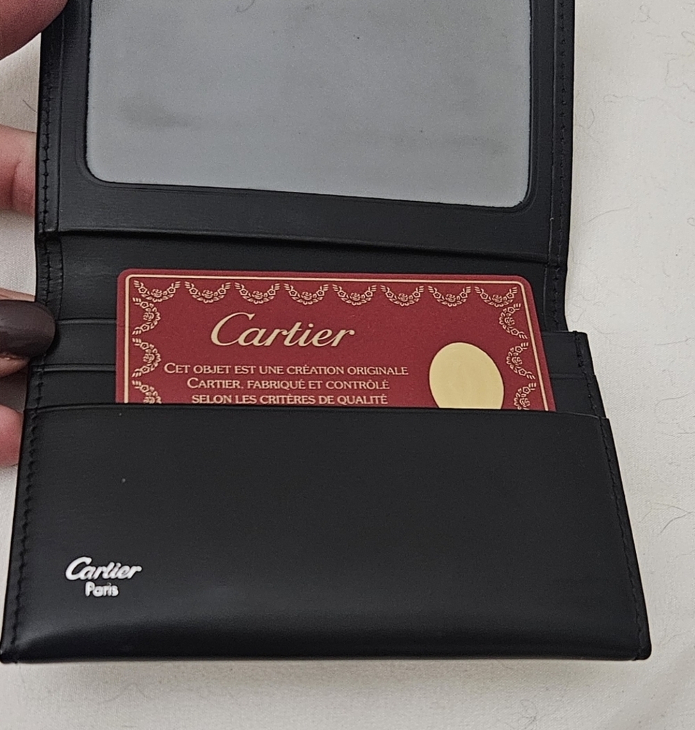 New Cartier Black Leather Wallet /Card Case Coa L3000132 Unisex